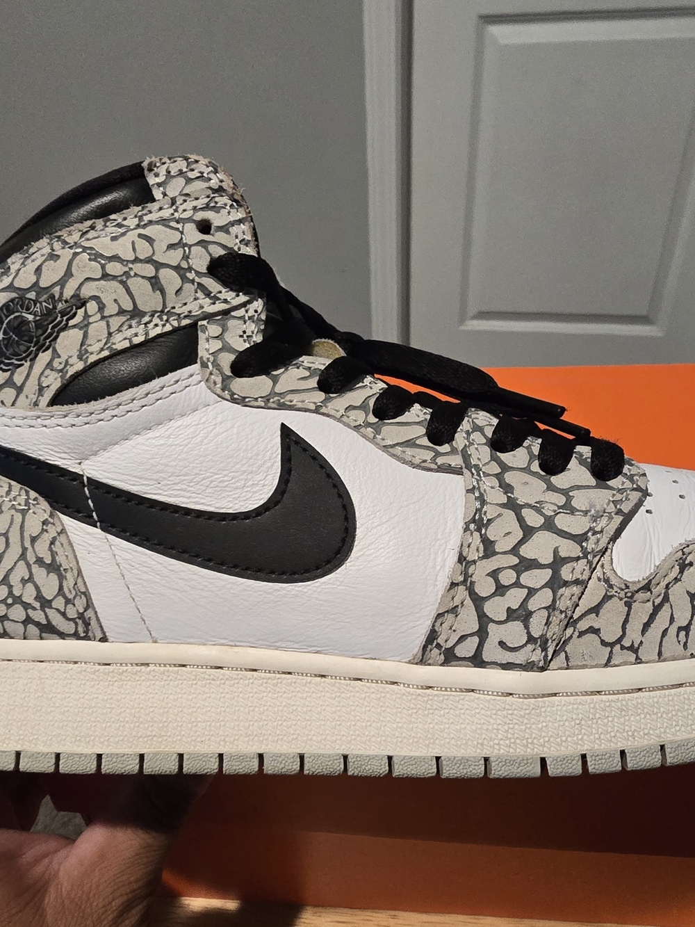 Nike Air Jordan 1 Retro High White Cement Elephant Print DZ5485-052 Sezi 7Y - Picture 6 of 10